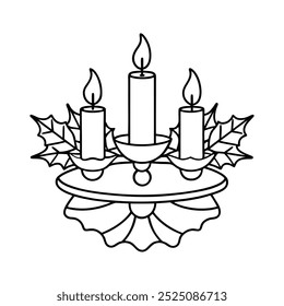 a-holiday-table-centerpiece-featuring-candles vector illustration., this is a editable file.