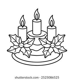 a-holiday-table-centerpiece-featuring-candles-vector illustration , this is a editable file.