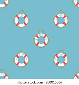 Ahoy Lifebuoy summertime Funny Seamless vector pattern