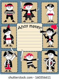 Ahoy matey pirate boys card