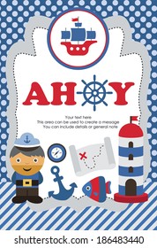 ahoy party card design. vector illustration