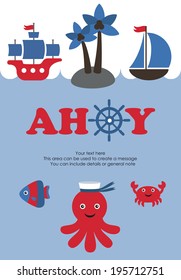 ahoy party card design. vector illustration