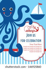ahoy party invitation card. vector illustration