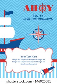 ahoy party invitation card. vector illustration