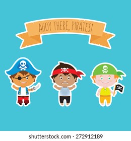 Ahoy pirates vector set