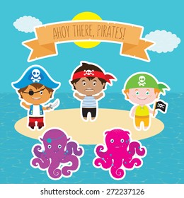 Ahoy there pirate vector set