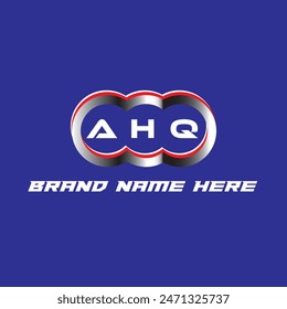 VECTOR del logotipo de la carta de AHQ único atractivo diseño inicial moderno creativo color blanco sobre fondo de color azul Diseño del logotipo de la letra de AHQ

