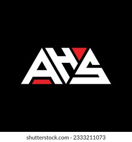 AHS triangle letter logo design with triangle shape. AHS triangle logo design monogram. AHS triangle vector logo template with red color. AHS triangular logo Simple, Elegant, and Luxurious design.