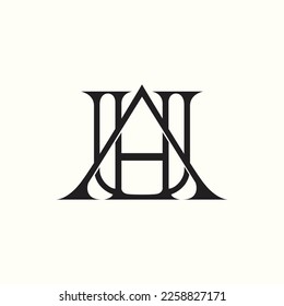 Diseño del logotipo de la letra AHU. Concepto del logo de la carta con iniciales creativas de AHU. Diseño de letras AHU.