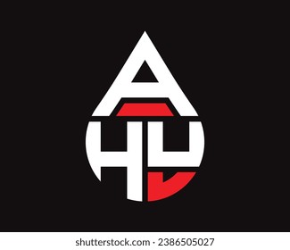 AHU letter water drop shape logo design