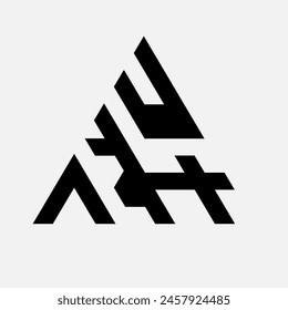 "AHU" LOGOTIPO MECÁNICO DISEÑO ABSTRACTAS MONOCROMO