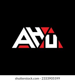 Diseño del logotipo de la letra del triángulo AHU con forma de triángulo. Monograma de diseño del logotipo del triángulo AHU. Plantilla de logotipo vectorial de triángulo AHU con color rojo. Logo triangular de AHU Diseño sencillo, elegante y lujoso.