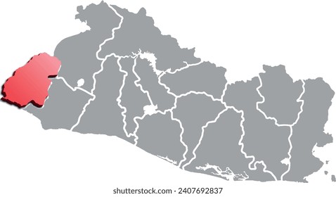 AHUACHAPAN DEPARTMENT MAP PROVINCE OF EL SALVADOR 3D ISOMETRIC MAP