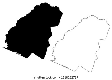 Ahuachapan Department (Republic of El Salvador, Departments of El Salvador) map vector illustration, scribble sketch Ahuachapán map