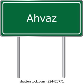 Ahvaz ,   Iran , road sign green vector illustration, road table