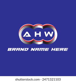 AHW letter logo vector unique attractive creative modern initial design white color on blue color background AHW letter logo icon design
