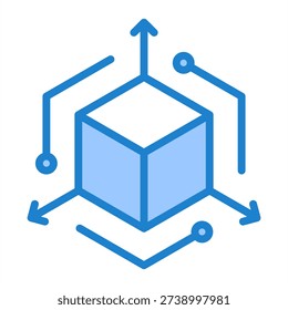 Ai 3D Modeling Icon With Blue Color For Artificial Intelligence and AI Technology