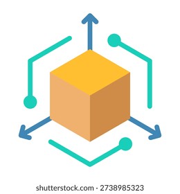 Ai 3D Modeling Icon - Flat Color Icons For Artificial Intelligence and AI Technology