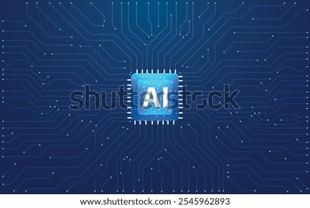 AI Abstract Circuit Connected Line blue background For AI, CPU and all others Technological Purposes. 