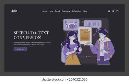 AI Accessibility concept. Illustration showing AI assisting with speech-to-text conversion for disabled users. Technology enhancing communication. Vector illustration.