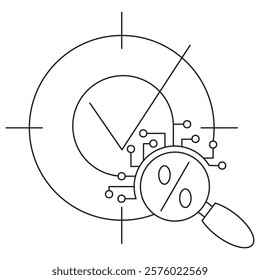 AI Accuracy Check icon. Simple outline monochrome black vector pictogram with thin lines on a transparent background. Line thickness is editable