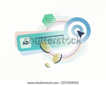 AI ad targeting optimization, programmatic advertising click through tracking. Ppc conversion analytics, audience segmentation, digital marketing campaign Roi performance modern vector illustration