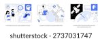 AI Advances in Spaceflight abstract concept vector illustration set. AI enables solar flare alerts, precise docking, and payload scheduling for efficient space missions. abstract metaphor.