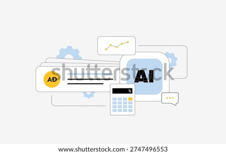 AI advertising analytics, artificial intelligence platform optimizing campaign performance with marketing dashboard, Programmatic Ads KPI tracking and budget calculation for ai-automated ad management