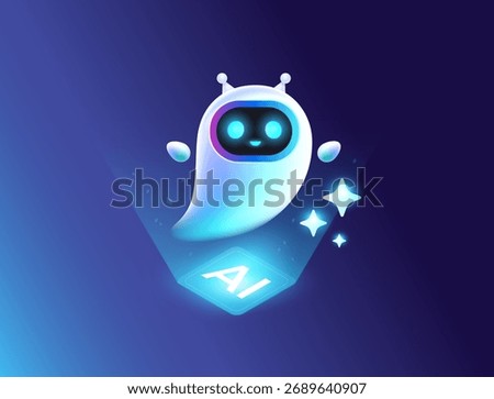 AI Agent 3d character design - Abstract AI agent smiling and friendly vector technology illustration