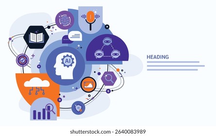 Ai agent generate concept. Artificial Intelligence assistant technology for graphic design, translate, chat bot, images, write code, advertising, law, customer analysis, security, healthcare, study.