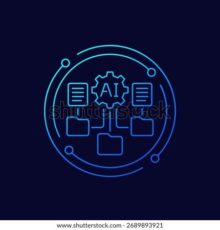 AI agent icon, artificial intelligence for tasks automation, linear design
