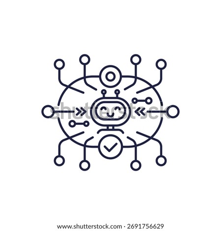AI agent icon, artificial intelligence technology for automation line design