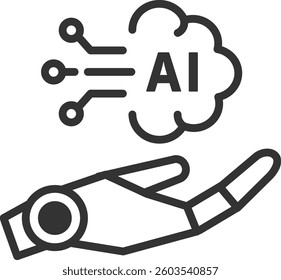 AI Agent Icon – Line Art Vector Illustration for Automation and Technology