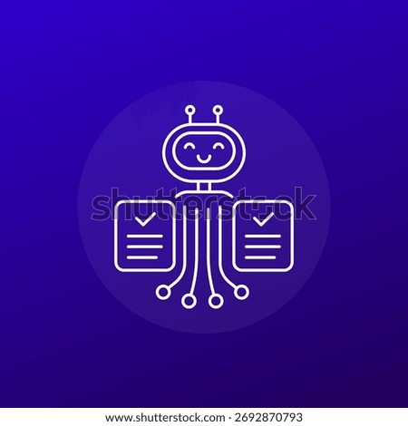 AI agent icon with a robot, line design