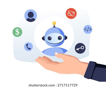 Conjunto de iconos de agente de IA. Inteligencia artificial, robot, PNL, automático. Innovación digital con Inteligencia Artificial Concepto Mano y datos de IA Futuro. Sistema de automatización. Capacitación en IA y aprendizaje automático