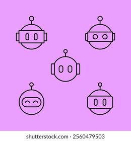  AI agent icon set. Editable stroke.