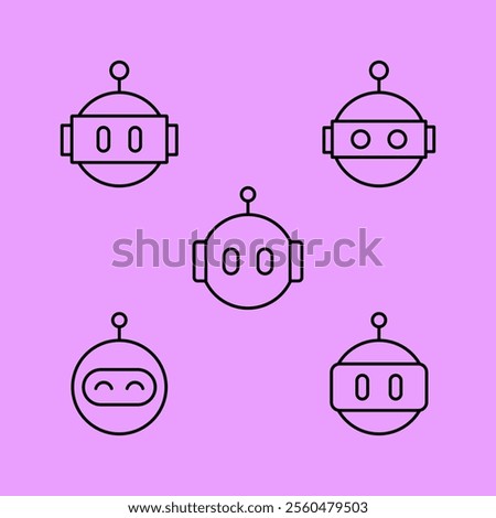  AI agent icon set. Editable stroke.