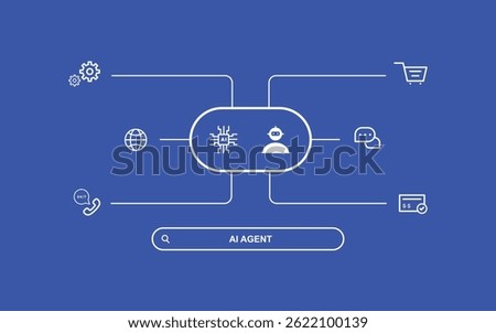 AI Agent Interface Illustration: An illustrative depiction of an artificial intelligence agent's operational interface, showcasing interconnected elements.