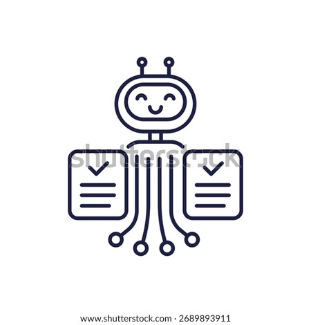 AI agent line icon with a robot
