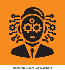 AI agent vector silhouette  for commercial use 