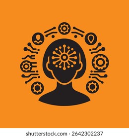 AI agent vector silhouette for commercial use 