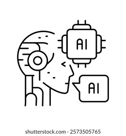 AI Agents black line icon. Vector isolated element. Editable stroke.