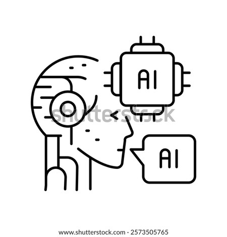 AI Agents black line icon. Vector isolated element. Editable stroke.