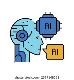AI Agents color flat icon. Isolated element. Editable stroke.
