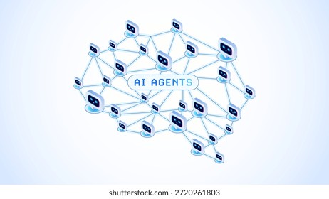 AI Agents sistema de conexão abstrata tecnologia de fundo - vetor minimalista design