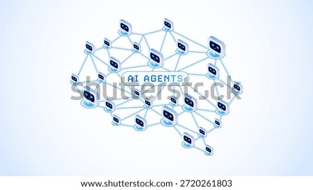 AI Agents system connection abstract technology background - vector minimalist design