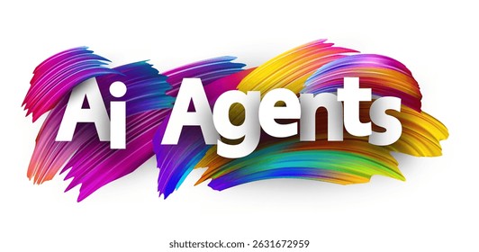 O texto dos Agentes do AI em um plano de fundo abstrato vibrante. Ilustração vetorial para ferramentas de IA, automação ou assistentes digitais.