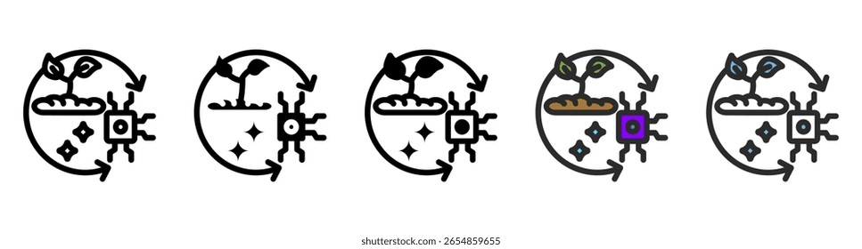 AI Agriculture Icon Set with Multiple Styles Vector Illustration