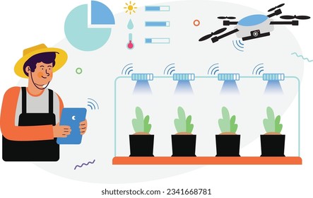 AI in Agriculture Illustration for uiux, infographic, etc