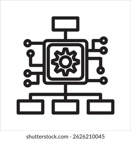 Ícone de linha simples do Algoritmo AI